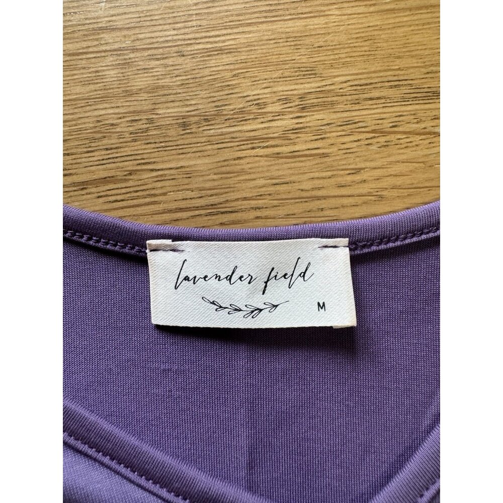 Anthropologie Lavender Field Twist Front Shirt Short Sleeves Lavender Sz Medium - Picture 3 of 7